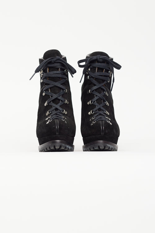 Alaïa Black Suede Treaded Stiletto Ankle Boot