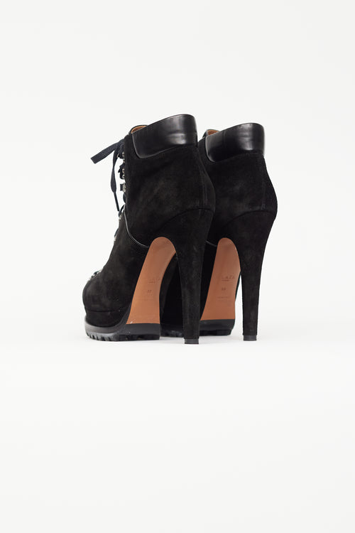 Alaïa Black Suede Treaded Stiletto Ankle Boot