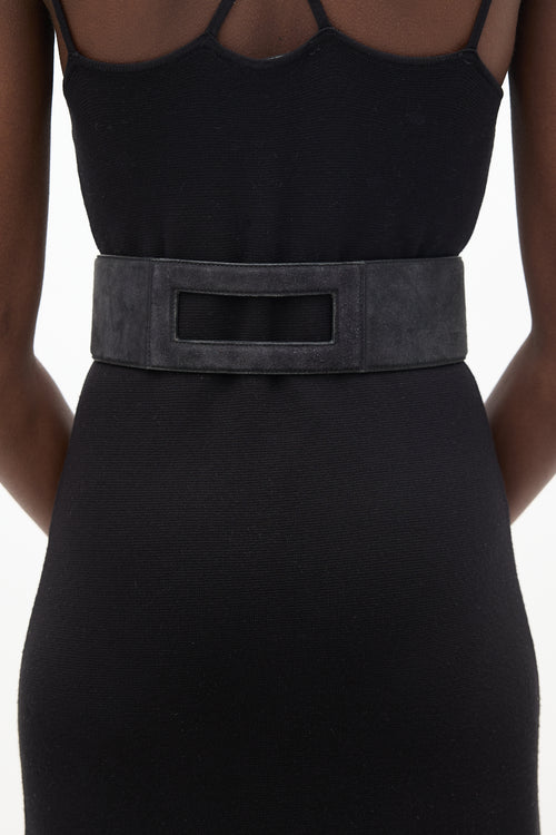 Alaïa Black Suede Wide Cutout Belt