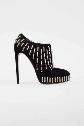 Alaïa Black Velvet Silver Bead Heel