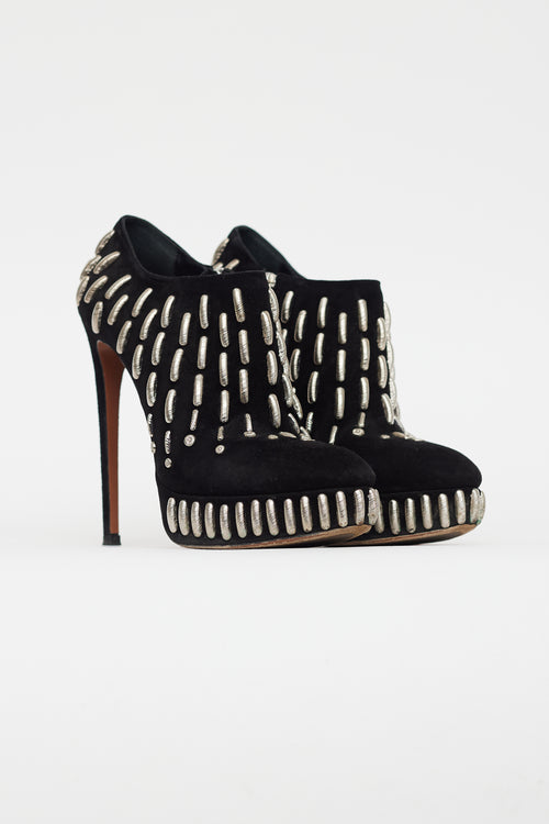 Alaïa Black Velvet Silver Bead Heel