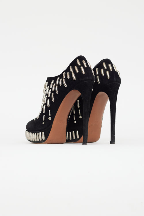 Alaïa Black Velvet Silver Bead Heel