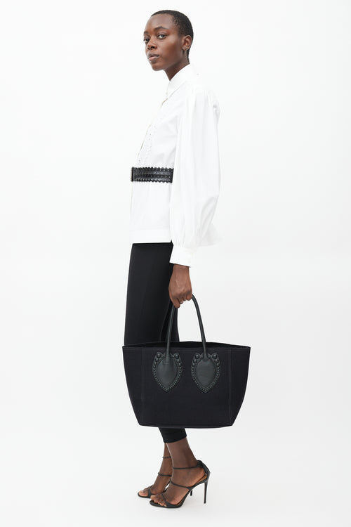 Alaïa Black Wool Felt Tote Bag