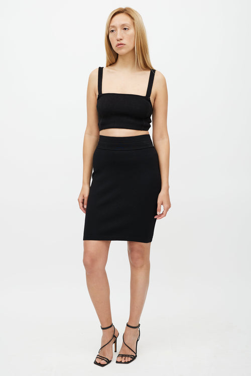 Alaïa Black Wool Ribbed Skirt