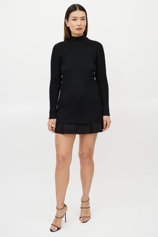 Alaia Black Wool Ribbed Turtleneck Sweater