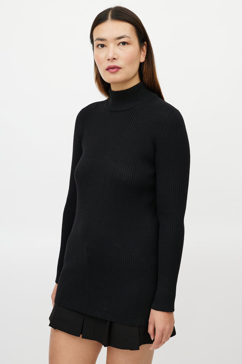 Alaia Black Wool Ribbed Turtleneck Sweater