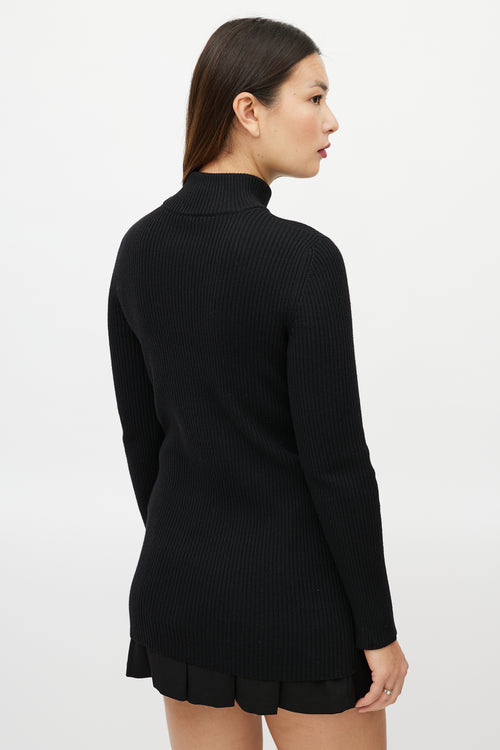 Alaia Black Wool Ribbed Turtleneck Sweater