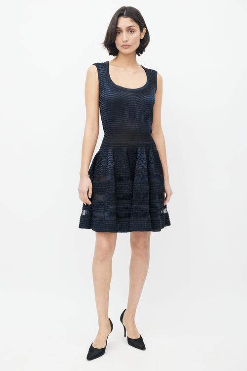 Alaïa Blue 
Black Ruched Shimmer Dress