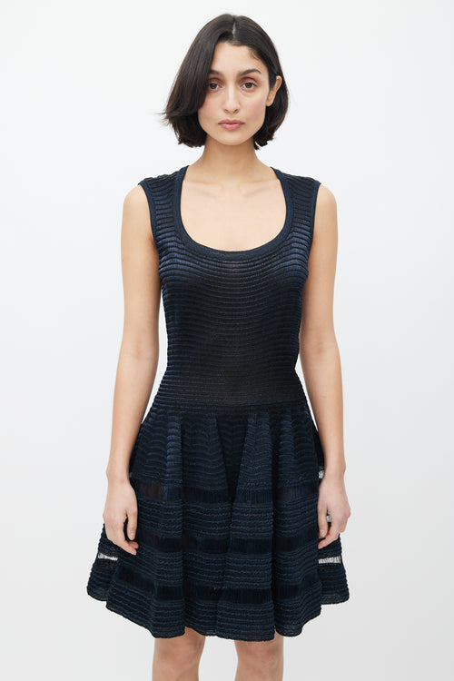 Alaïa Blue 
Black Ruched Shimmer Dress