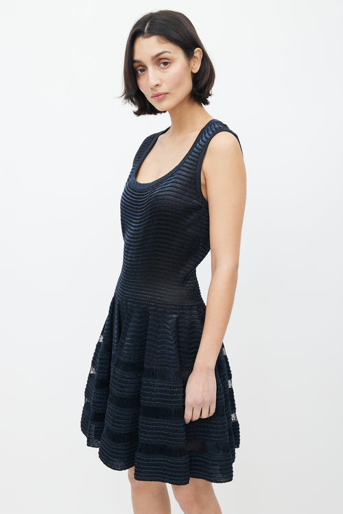 Alaïa Blue 
Black Ruched Shimmer Dress