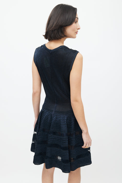 Alaïa Blue 
Black Ruched Shimmer Dress