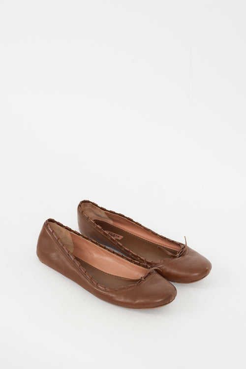 Alaïa Brown Leather Ballet Flat