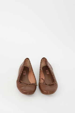 Alaïa Brown Leather Ballet Flat