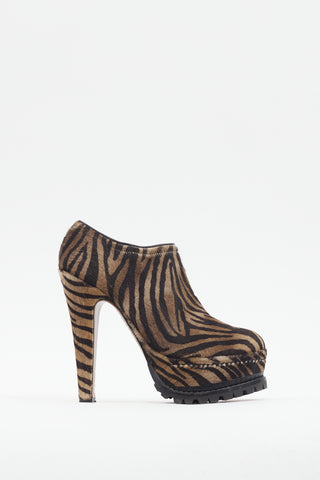 Alaïa Brown Printed Platform Heeled Bootie