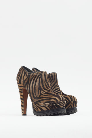 Alaïa Brown Printed Platform Heeled Bootie