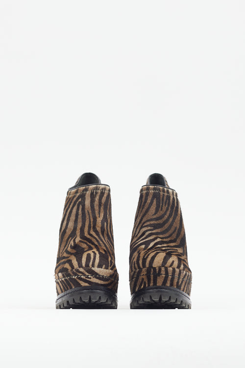 Alaïa Brown Printed Platform Heeled Bootie