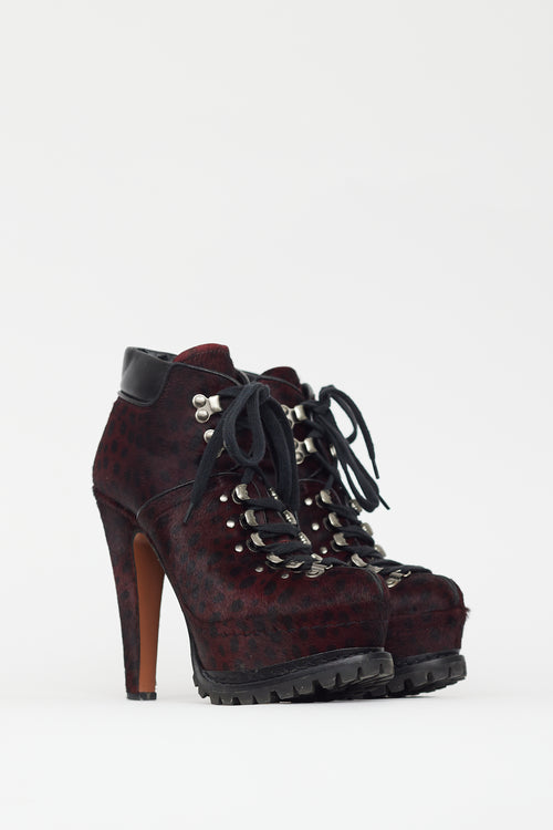 Alaïa Burgundy Textured Heeled Boot