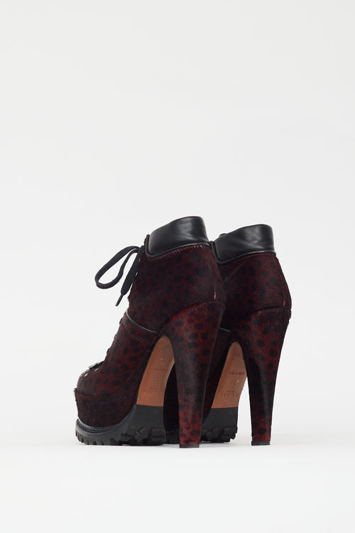 Alaïa Burgundy Textured Heeled Boot