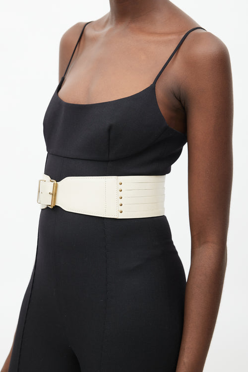 Alaïa Cream Leather Cut Out Corset Belt