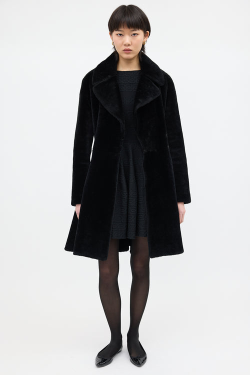 Alaïa Black Fur Flared Coat