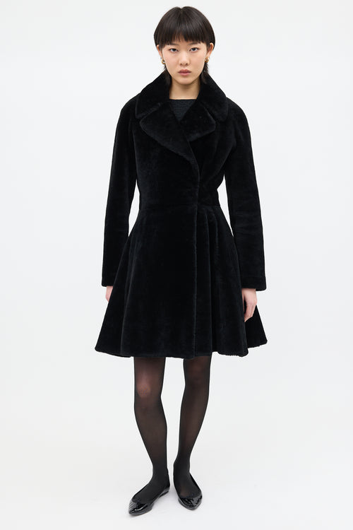 Alaïa Black Fur Flared Coat