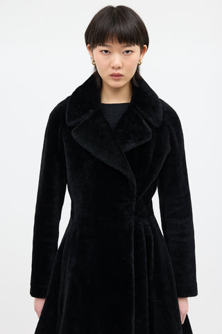 Alaïa Black Fur Flared Coat