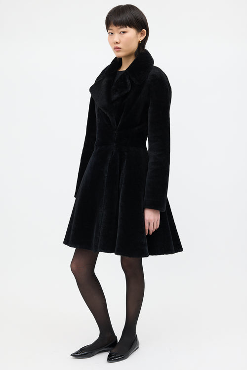 Alaïa Black Fur Flared Coat