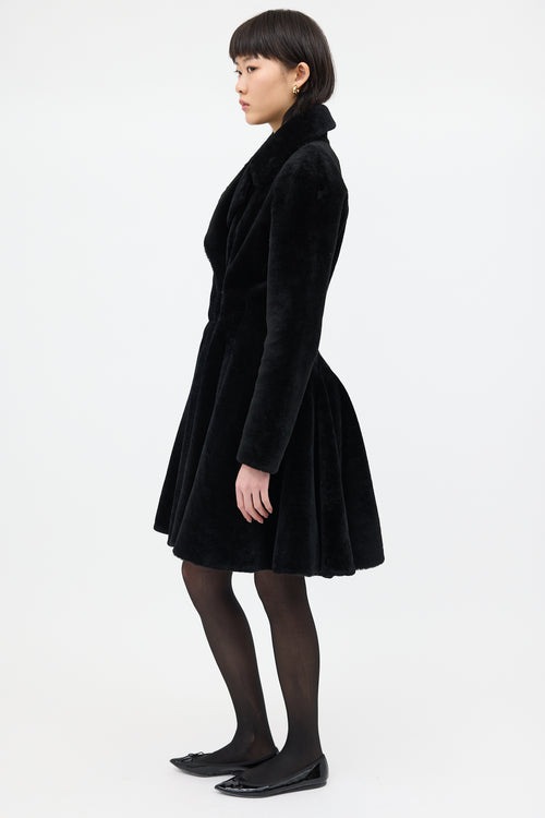 Alaïa Black Fur Flared Coat