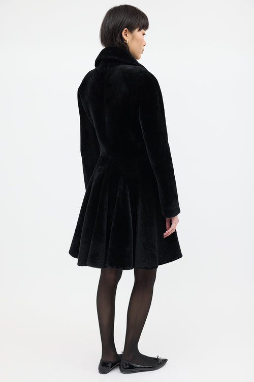 Alaïa Black Fur Flared Coat