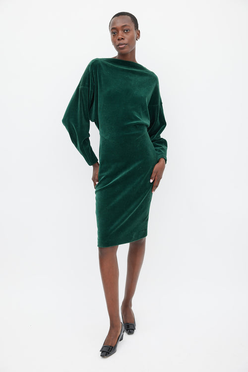 Alaïa Green Velour Midi Dress