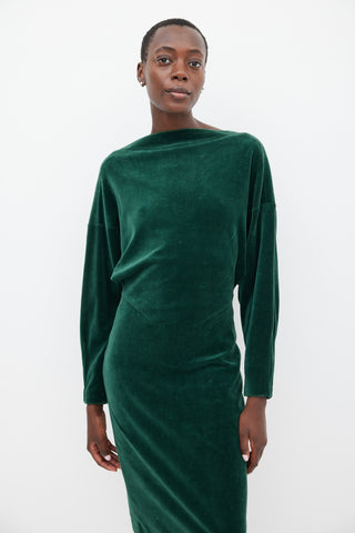 Alaïa Green Velour Midi Dress