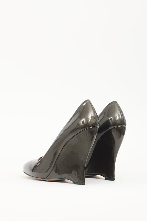 Alaïa Green Patent Leather Wedge Pump