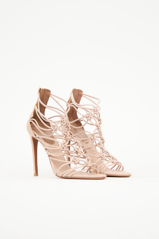 Alaïa Leather Cage Heeled Sandal