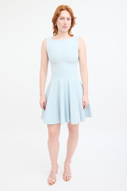 Alaïa Light Blue Embossed Polka Dot Dress