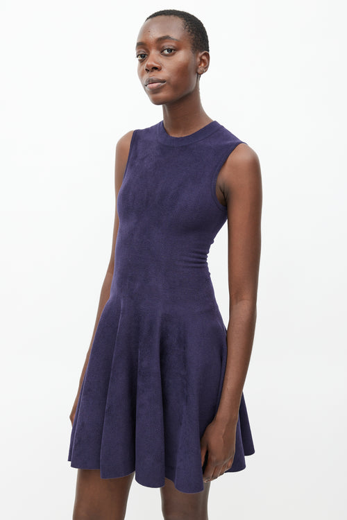 Alaïa Navy Skater Ruffled Dress