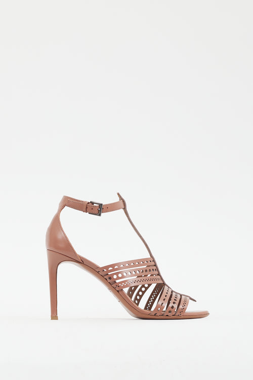 Alaïa Pink Leather Laser Cut Heel