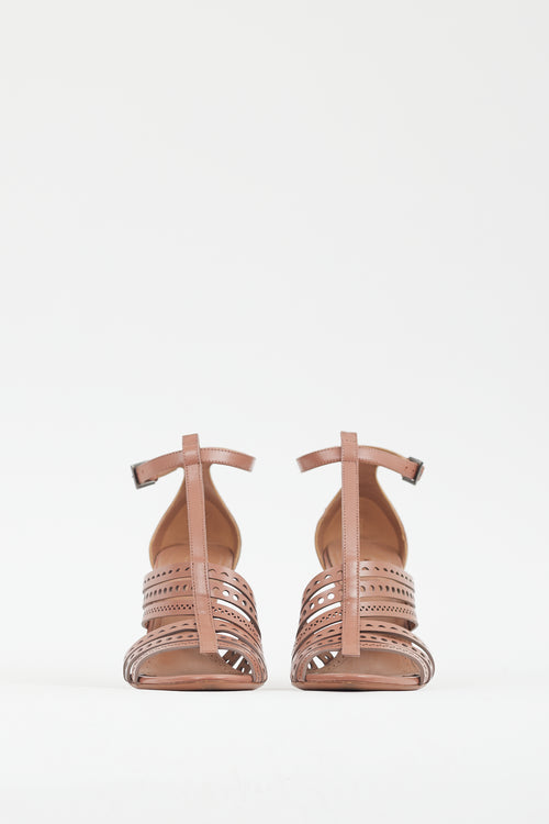 Alaïa Pink Leather Laser Cut Heel