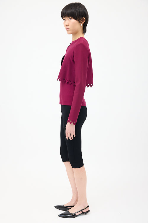 Alaïa Purple Wool Cut Out Top 
Cardigan Set