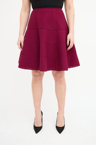 Alaïa Purple Wool Perforated Mini Skirt