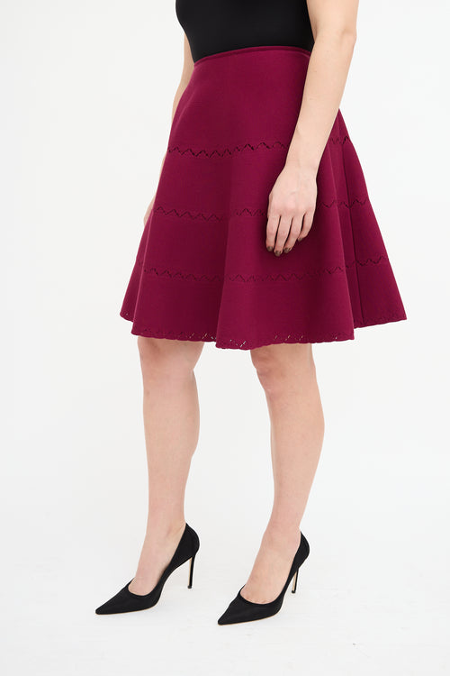 Alaïa Purple Wool Perforated Mini Skirt