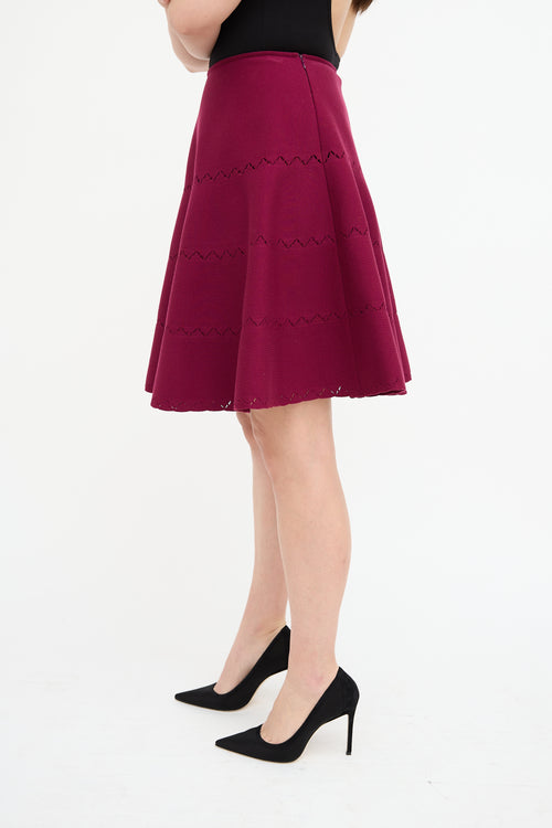 Alaïa Purple Wool Perforated Mini Skirt