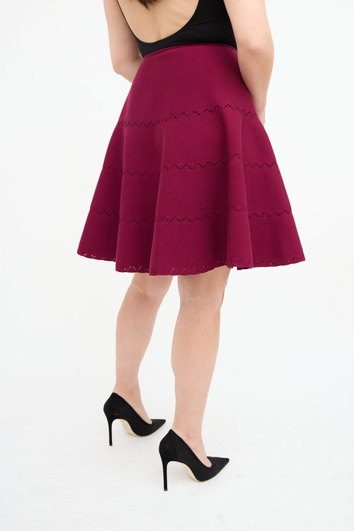 Alaïa Purple Wool Perforated Mini Skirt