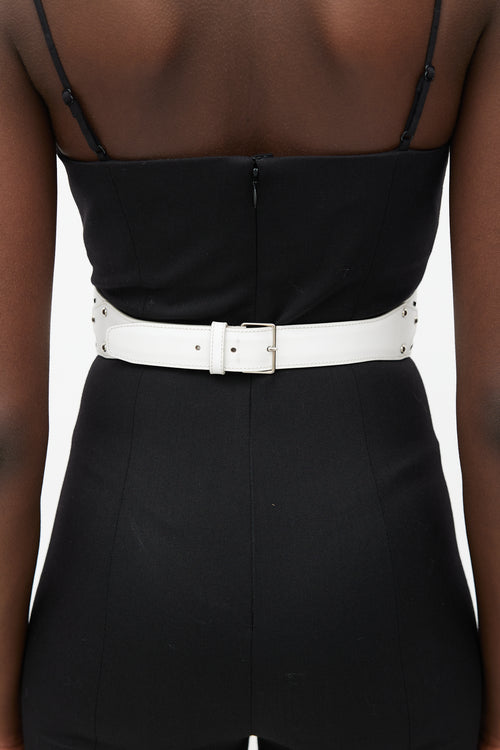 Alaïa White 
Beige Leather Cut Out Corset Belt