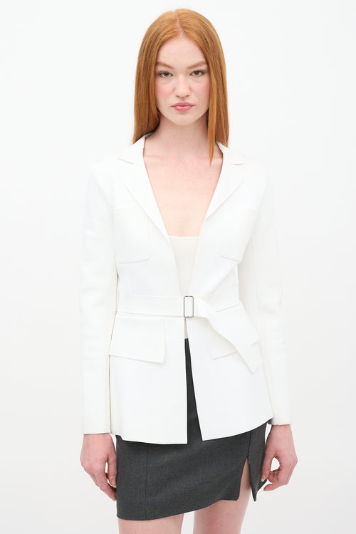 Alaïa White Belted Peplum Jacket