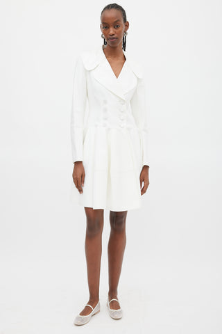 Alaïa White Cotton Panelled A-Line Coat