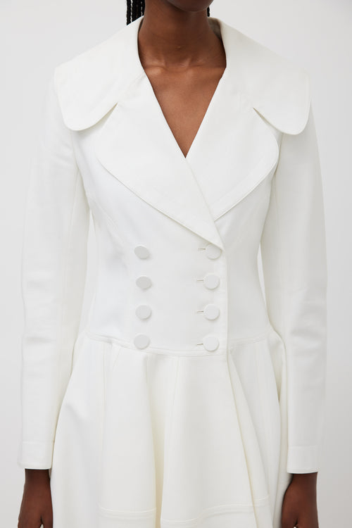 Alaïa White Cotton Panelled A-Line Coat