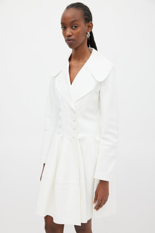 Alaïa White Cotton Panelled A-Line Coat