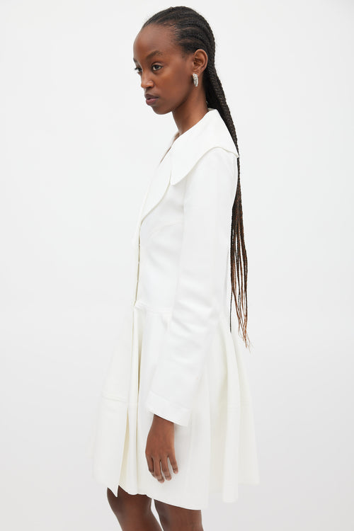 Alaïa White Cotton Panelled A-Line Coat