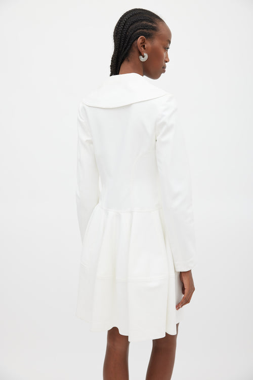 Alaïa White Cotton Panelled A-Line Coat