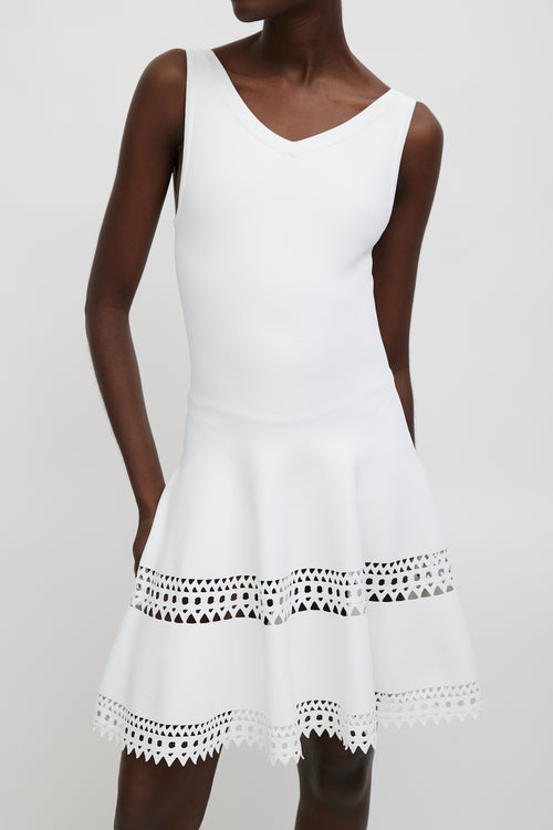 Alaïa White Cut Out Flared Dress